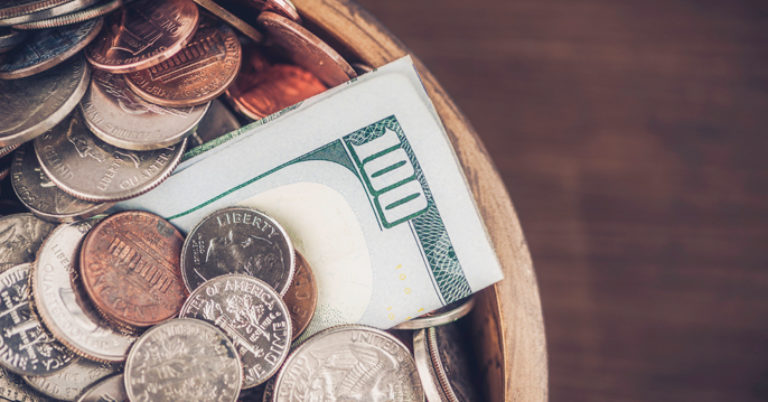 bowl of money