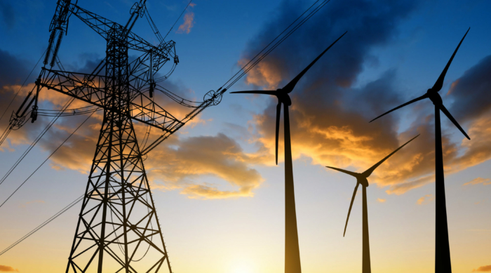 High voltage tower and wind turbines