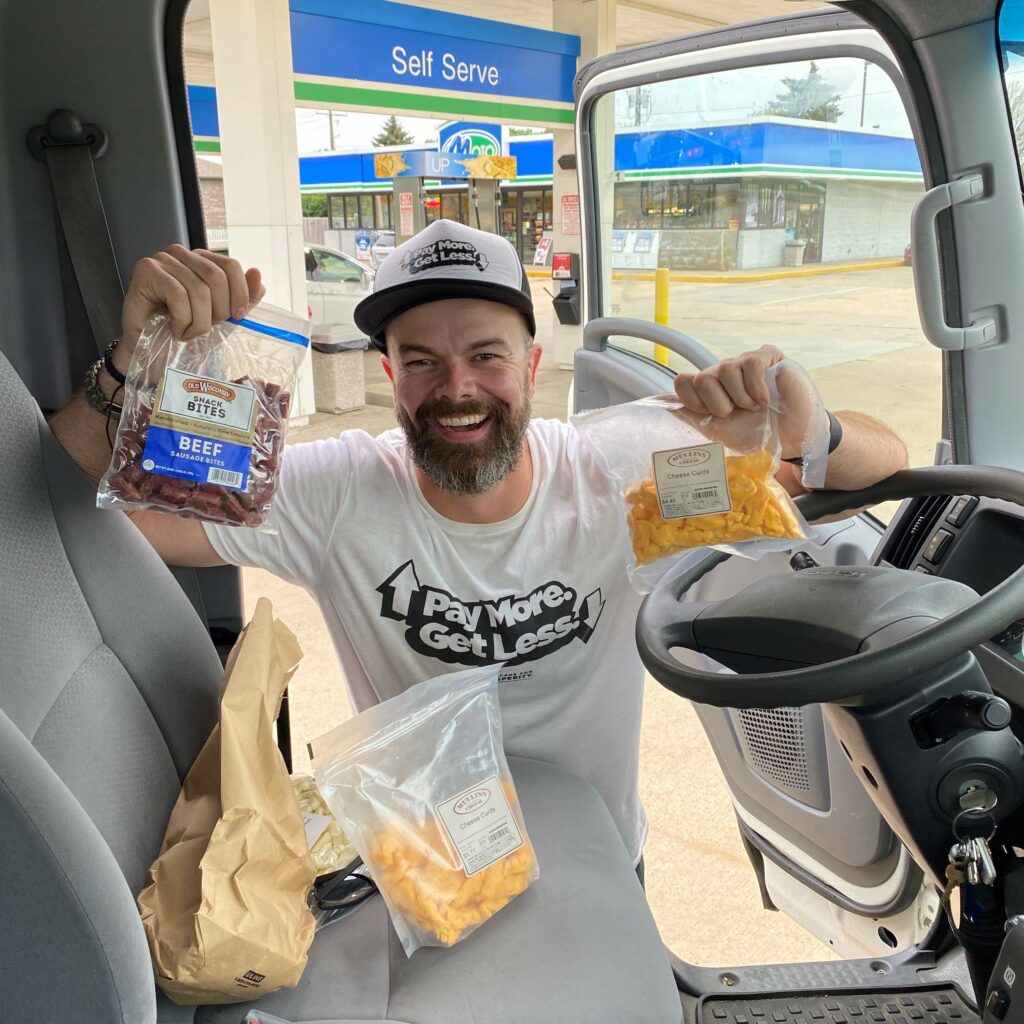 Greg Dowell grabs some snacks on the long and winding road of AFP's True Cost of Washington tour